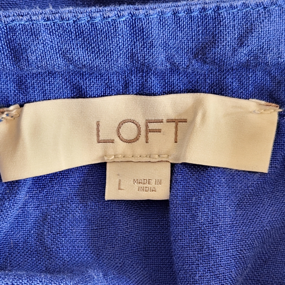 LOFT Blue Embroidered Boho Mini Dress Size Large - Picture 6 of 9